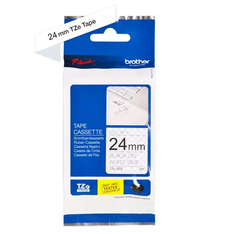 Etiketovacia páska Brother TZE-SE5 — 24 mm x 8 m, čierna na bielom
