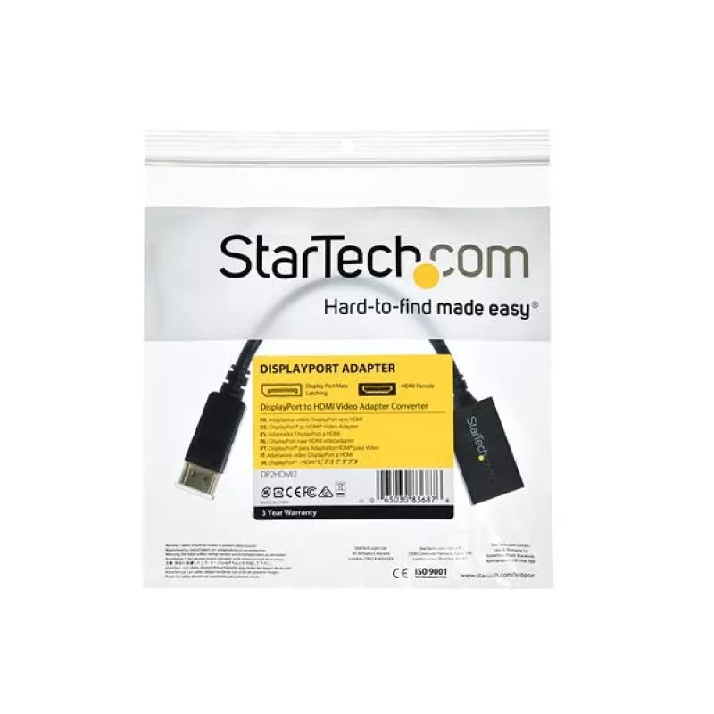 StarTech.com DP2HDMI2 video adaptér / prevodník z DisplayPort na HDMI, samec/samica, do 1920x1200, 25 cm