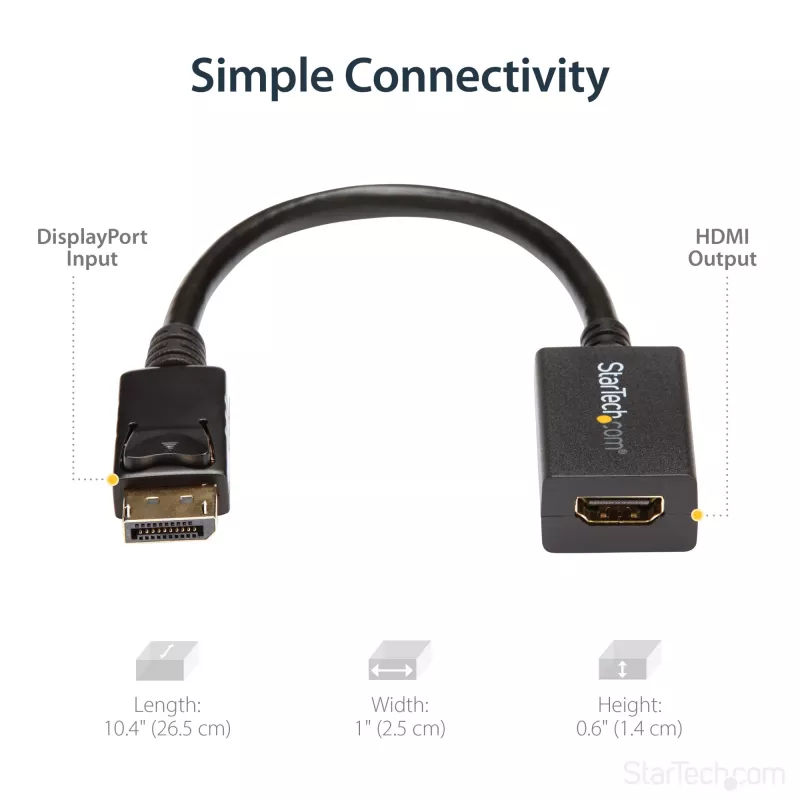 StarTech.com DP2HDMI2 video adaptér / prevodník z DisplayPort na HDMI, samec/samica, do 1920x1200, 25 cm