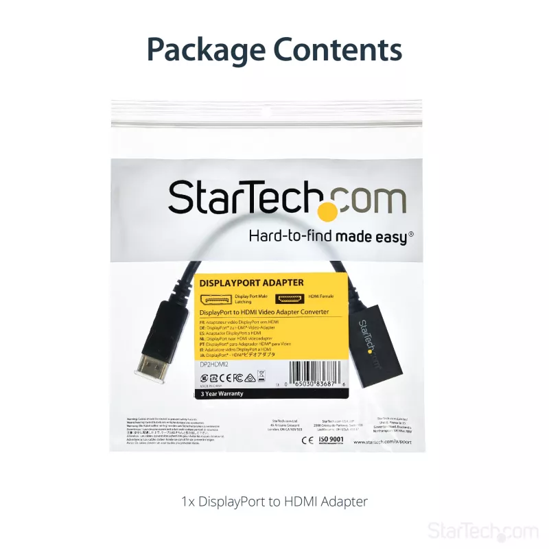 StarTech.com DP2HDMI2 video adaptér / prevodník z DisplayPort na HDMI, samec/samica, do 1920x1200, 25 cm