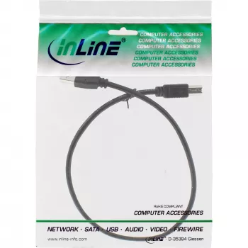 USB 2.0 kábel Type A konektor samec / B konektor samec čierny 0,5 m InLine 34550X