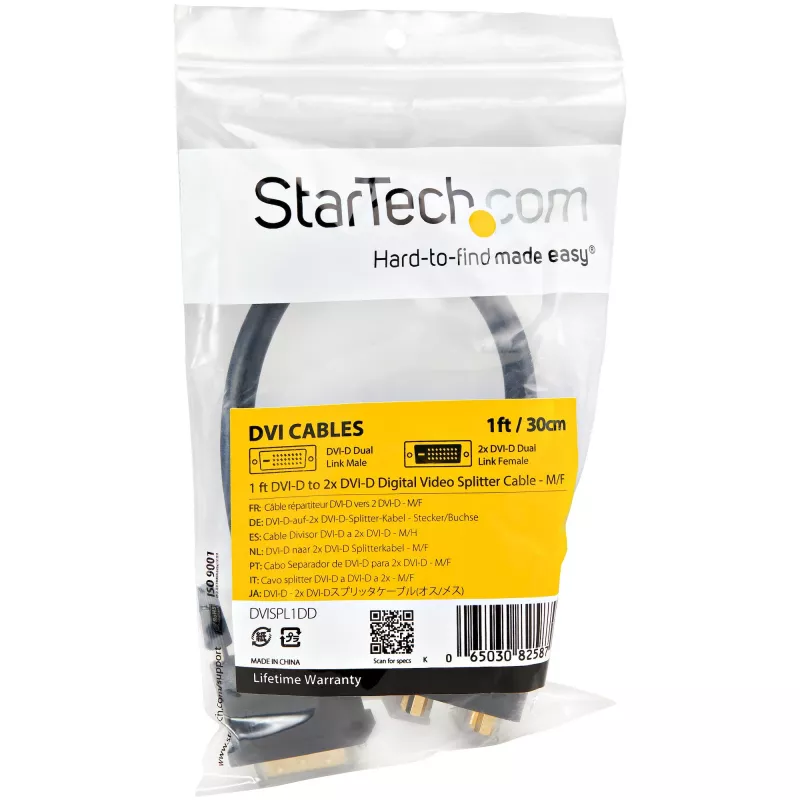 StarTech.com 30 cm (1 ft) DVI-D na 2x DVI-D digitálny video splitter kábel - M/F~1 ft DVI-D na 2x DVI-D digitálny video splitter kábel - M/F