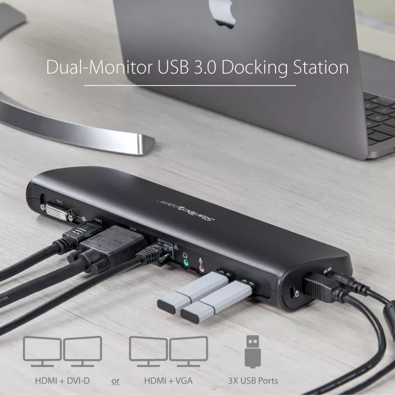 StarTech.com Dual-Monitor USB 3.0 dokovacia stanica s HDMI a DVI/VGA
