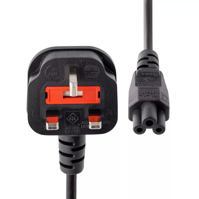 StarTech.com 3ft (1m) UK napájací kábel pre notebook, BS 1363 na C5 (trojlístok), 2,5A 250V, 18AWG, UK náhradný kábel pre notebook, napájací kábel pre tlačiareň, nabíjací kábel pre notebook, napájací kábel pre notebook