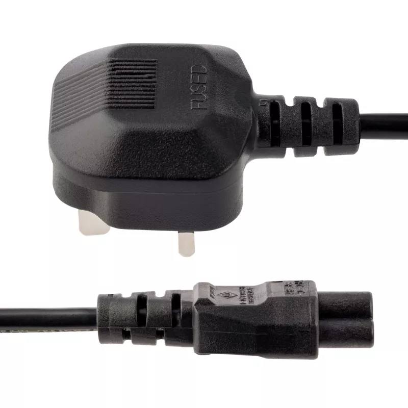 StarTech.com 3ft (1m) UK napájací kábel pre notebook, BS 1363 na C5 (trojlístok), 2,5A 250V, 18AWG, UK náhradný kábel pre notebook, napájací kábel pre tlačiareň, nabíjací kábel pre notebook, napájací kábel pre notebook