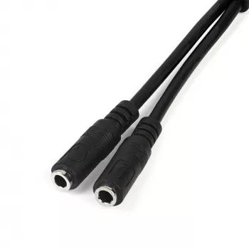 StarTech.com adaptér pre headset so samostatnými konektormi slúchadiel/mikrofónu – 3,5 mm 4-pólový na 2x 3-pólový 3,5 mm konektor samec/samica