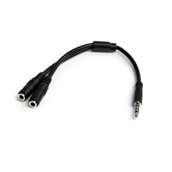 StarTech.com adaptér pre headset so samostatnými konektormi slúchadiel/mikrofónu – 3,5 mm 4-pólový na 2x 3-pólový 3,5 mm konektor samec/samica