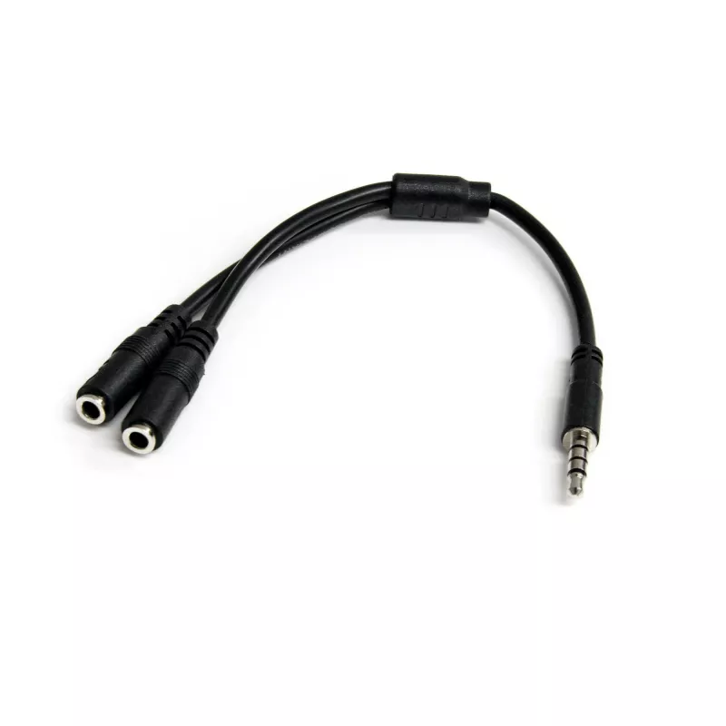 StarTech.com adaptér pre headset so samostatnými konektormi slúchadiel/mikrofónu – 3,5 mm 4-pólový na 2x 3-pólový 3,5 mm konektor samec/samica