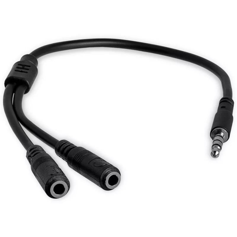 StarTech.com adaptér pre headset so samostatnými konektormi slúchadiel/mikrofónu – 3,5 mm 4-pólový na 2x 3-pólový 3,5 mm konektor samec/samica