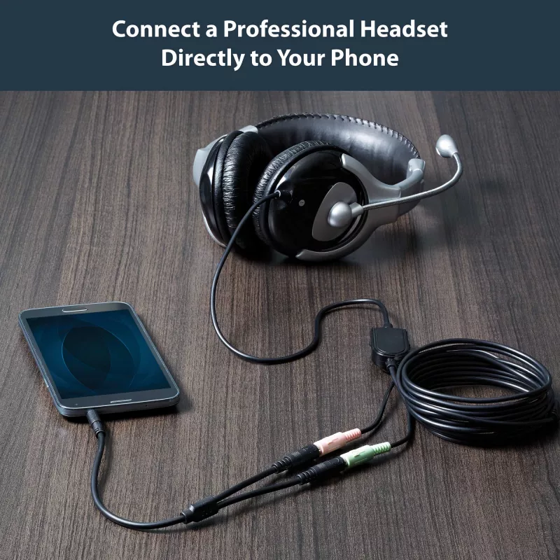 StarTech.com adaptér pre headset so samostatnými konektormi slúchadiel/mikrofónu – 3,5 mm 4-pólový na 2x 3-pólový 3,5 mm konektor samec/samica