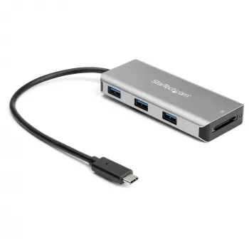 StarTech.com 3-port 10 Gbit/s USB-C hub s čítačkou SD kariet – 3x USB-A a 1x SD slot – prenosný USB 3.1/3.2 Gen 2 Type-C adaptér hub – laptop hub – bus napájaný – kompatibilný s Thunderbolt 3