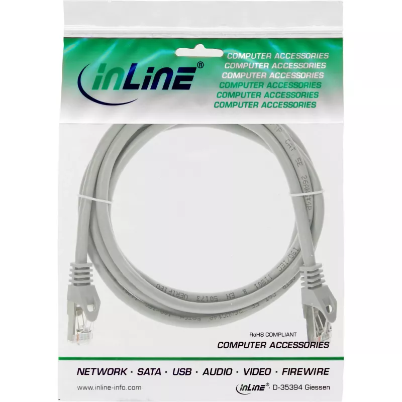 InLine patch kábel F/UTP Cat.5e sivý 1m