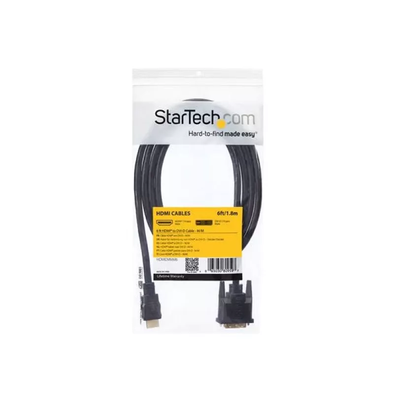 StarTech.com 6 ft HDMI na DVI-D kábel - M/M, 1,8 m, HDMI, DVI-D, konektor samec, konektor samec, rovný