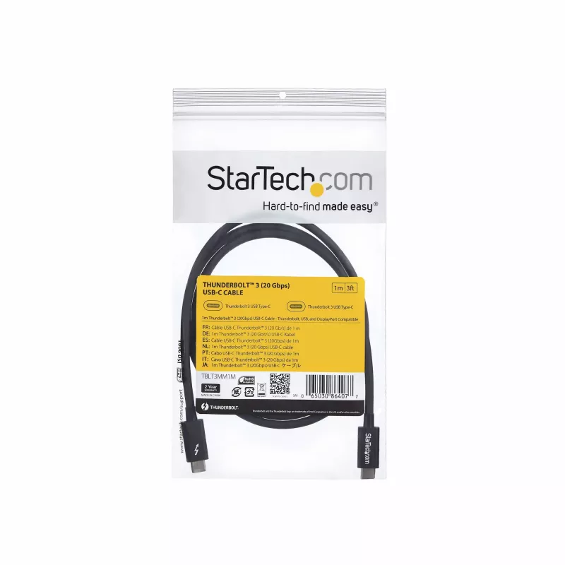 StarTech.com 1m Thunderbolt 3 (20Gbps) USB-C kábel – kompatibilný s Thunderbolt, USB a DisplayPort