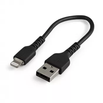 StarTech.com 15 cm odolný čierny USB-A na Lightning kábel – robustný aramidový USB Type-A na Lightning nabíjací/synchronizačný kábel – Apple MFi certifikovaný pre iPad/iPhone 12