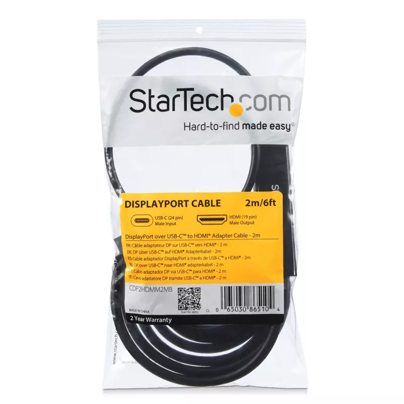 StarTech.com 6ft (2m) USB C na HDMI kábel - 4K 30Hz USB Type-C na HDMI video display konvertor - USB-C DP Alt Mode na HDMI monitor adaptérový kábel - kompatibilný s Thunderbolt