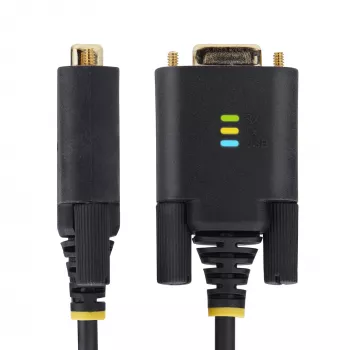 StarTech.com 1m USB na null modem sériový adaptérový kábel, vymeniteľné DB9 skrutky/matice, COM Retention, USB-A na RS232, FTDI, Level-4 ESD ochrana, Windows/macOS/ChromeOS/Linux – robustná TPE konštrukcia