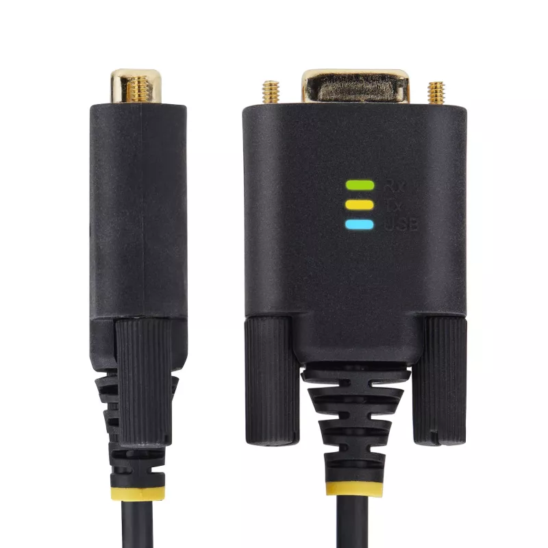 StarTech.com 1m USB na null modem sériový adaptérový kábel, vymeniteľné DB9 skrutky/matice, COM Retention, USB-A na RS232, FTDI, Level-4 ESD ochrana, Windows/macOS/ChromeOS/Linux – robustná TPE konštrukcia