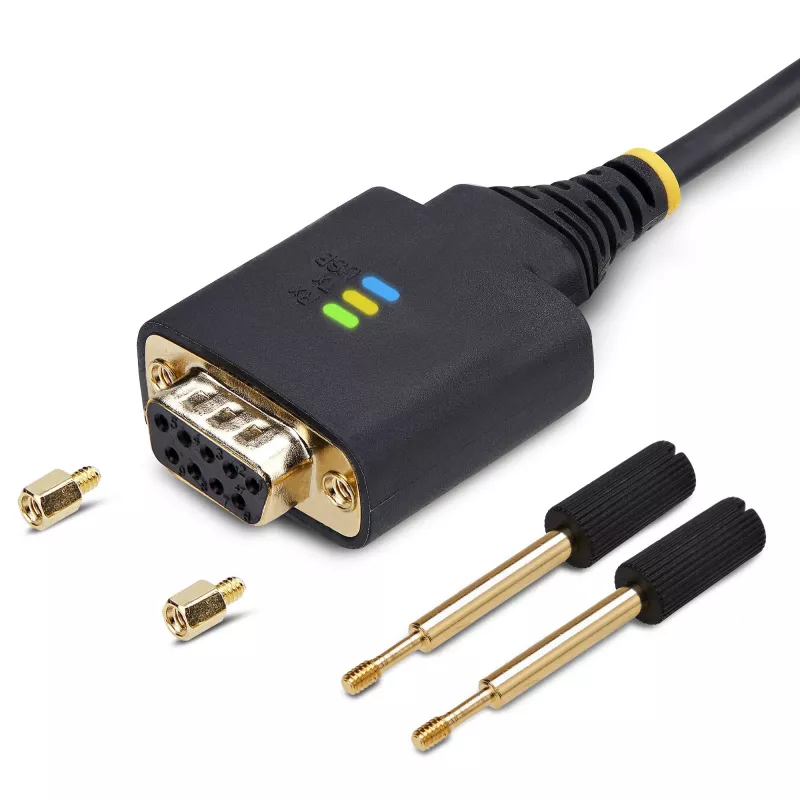 StarTech.com 1m USB na null modem sériový adaptérový kábel, vymeniteľné DB9 skrutky/matice, COM Retention, USB-A na RS232, FTDI, Level-4 ESD ochrana, Windows/macOS/ChromeOS/Linux – robustná TPE konštrukcia