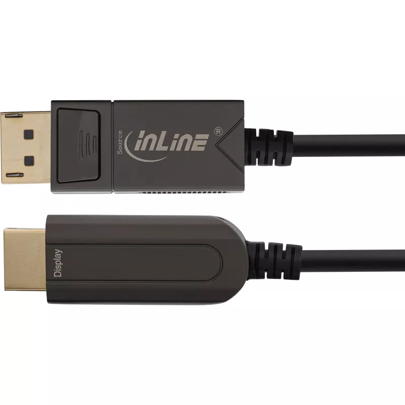 InLine DisplayPort na HDMI AOC konvertorový kábel, 4K/60Hz, čierny, 15m
