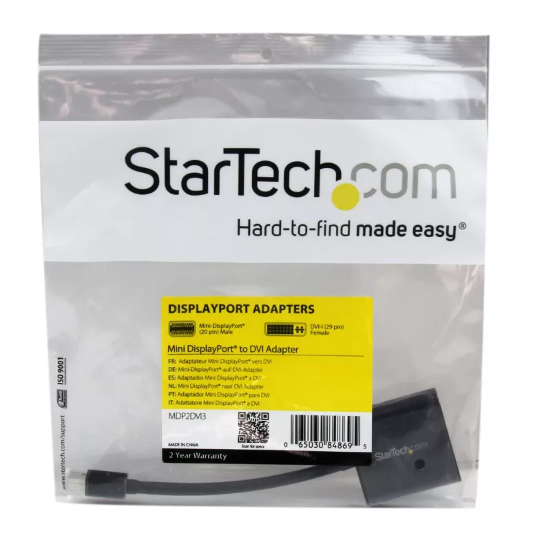 StarTech.com MDP2DVI3 adaptér Mini DisplayPort na DVI, 1920x1200 (WUXGA), pasívny, kompatibilný s Thunderbolt, 17 cm, čierny