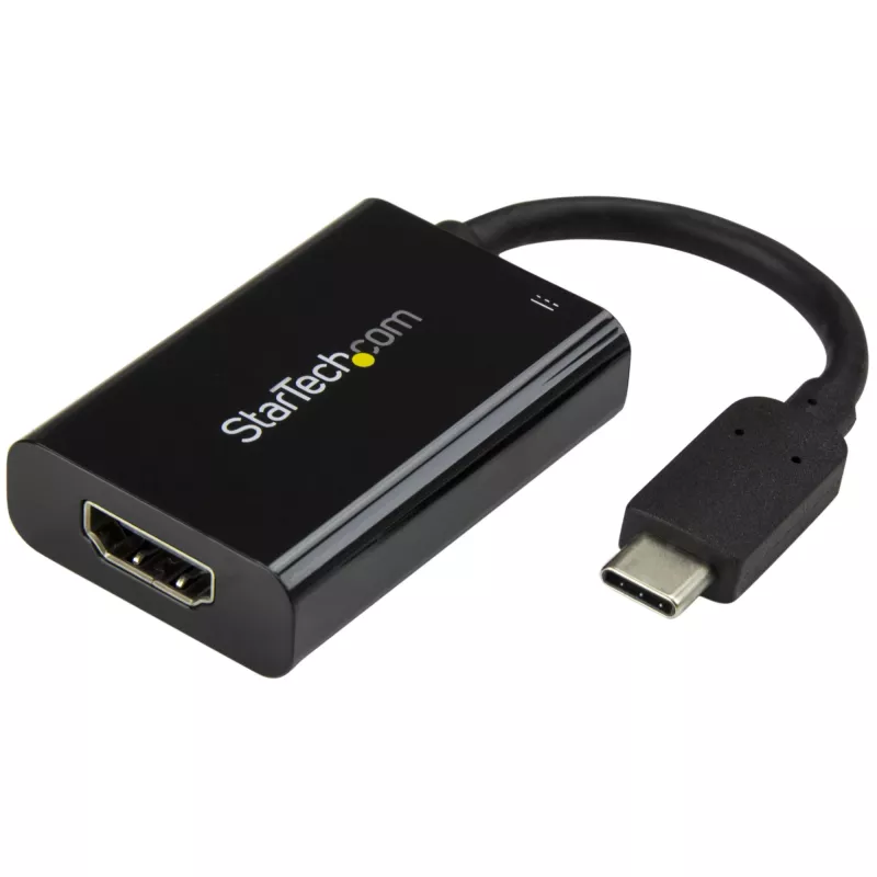 StarTech.com USB C na HDMI 2.0 adaptér s Power Delivery - 4K 60Hz USB Type-C na HDMI Display Video konvertor - 60W PD priechodný nabíjací konektor - kompatibilný s Thunderbolt 3 - čierna