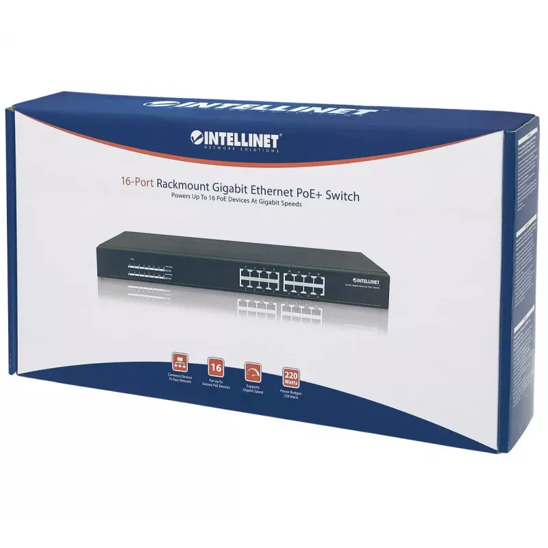 Neřízený switch Intellinet 16-portový Gigabit Ethernet PoE+