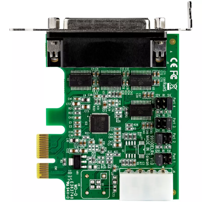 StarTech.com 4-port PCI Express RS232 sériová adaptérová karta – PCIe RS232 Serial Host Controller Card – PCIe na sériový DB9 – 16950 UART – Low-Profile rozširujúca karta – Windows/Linux – TAA