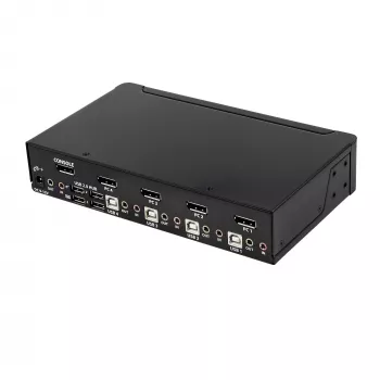 StarTech.com 4-port DisplayPort KVM switch – 4K 60 Hz – jednoduchý monitor – Dual-Port UHD DP 1.2 USB KVM switch s integrovaným USB-2.0 hubom a audio – Dell, HP, Apple, Lenovo – TAA-kompatibilný