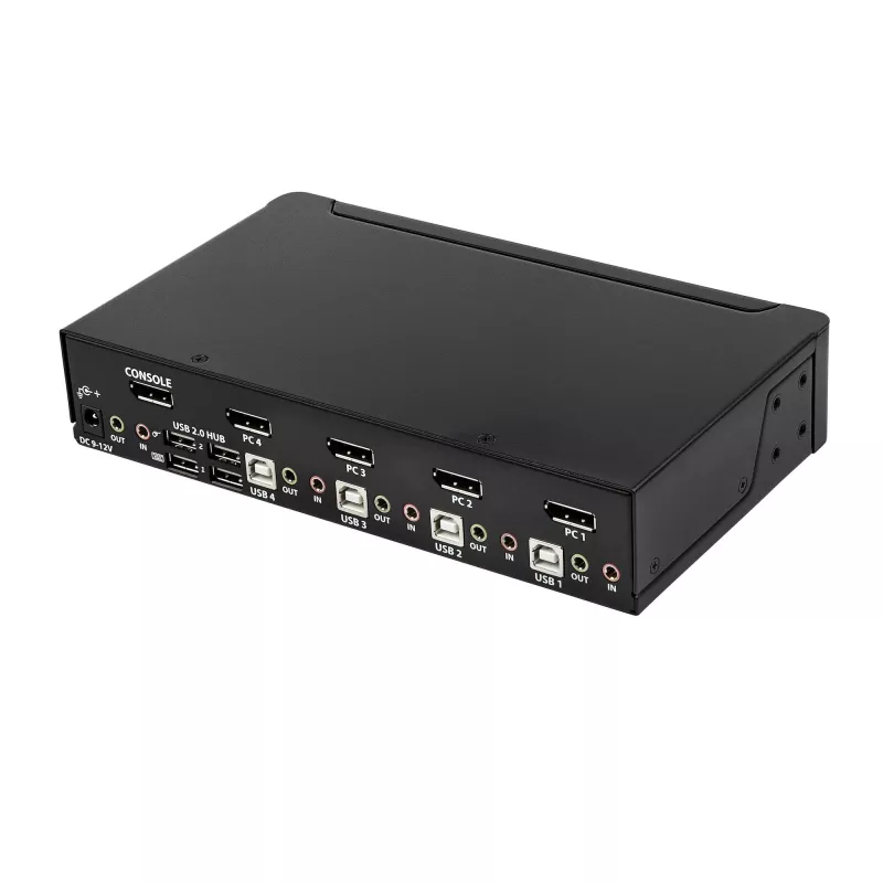 StarTech.com 4-port DisplayPort KVM switch – 4K 60 Hz – jednoduchý monitor – Dual-Port UHD DP 1.2 USB KVM switch s integrovaným USB-2.0 hubom a audio – Dell, HP, Apple, Lenovo – TAA-kompatibilný