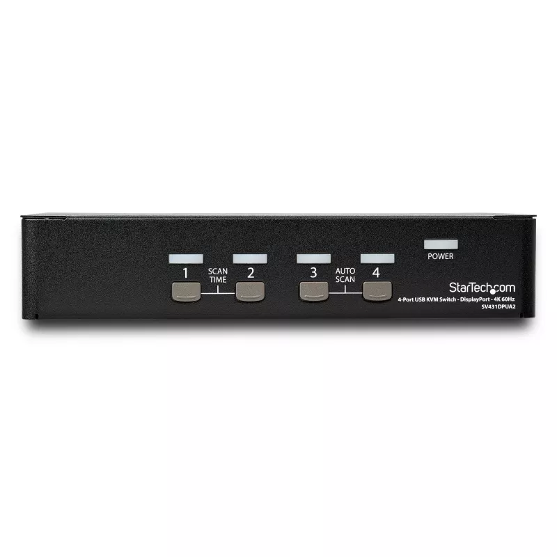 StarTech.com 4-port DisplayPort KVM switch – 4K 60 Hz – jednoduchý monitor – Dual-Port UHD DP 1.2 USB KVM switch s integrovaným USB-2.0 hubom a audio – Dell, HP, Apple, Lenovo – TAA-kompatibilný