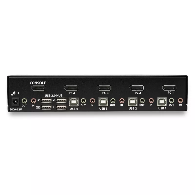 StarTech.com 4-port DisplayPort KVM switch – 4K 60 Hz – jednoduchý monitor – Dual-Port UHD DP 1.2 USB KVM switch s integrovaným USB-2.0 hubom a audio – Dell, HP, Apple, Lenovo – TAA-kompatibilný