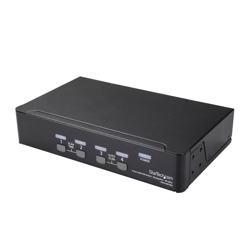 StarTech.com 4-port DisplayPort KVM switch – 4K 60 Hz – jednoduchý monitor – Dual-Port UHD DP 1.2 USB KVM switch s integrovaným USB-2.0 hubom a audio – Dell, HP, Apple, Lenovo – TAA-kompatibilný