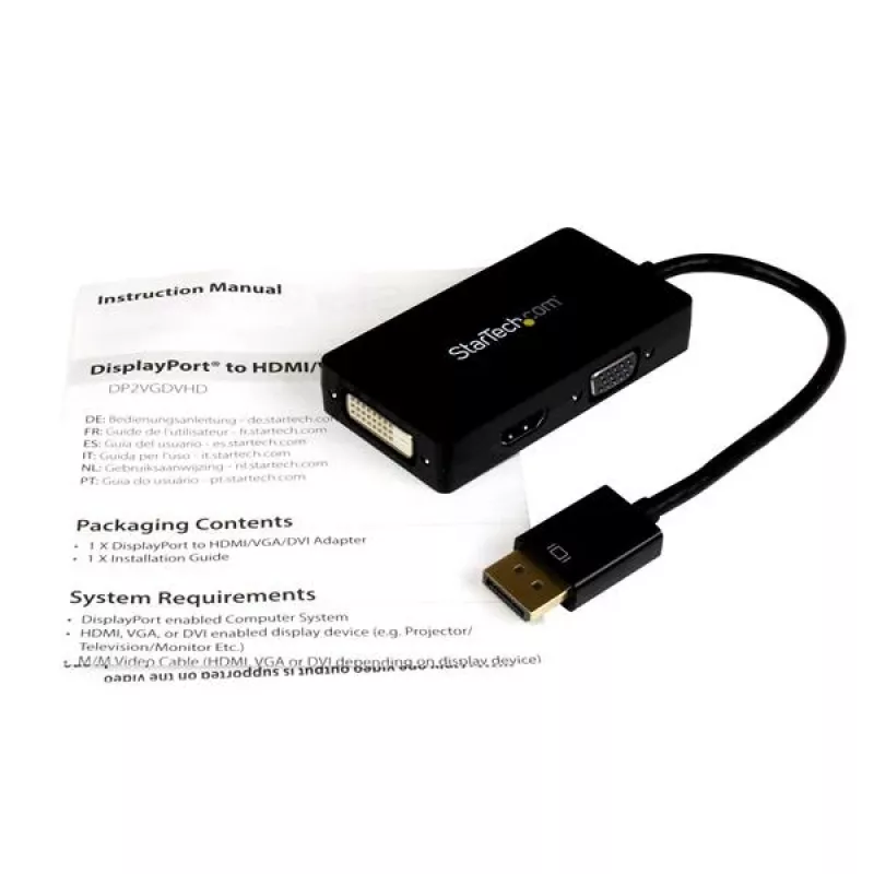 StarTech.com Travel A/V adaptér: 3-in-1 DisplayPort na VGA, DVI alebo HDMI konvertor