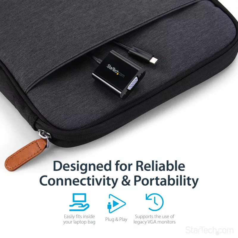 StarTech.com USB-C na VGA adaptér - čierny - 1080p - videokonvertor pre váš MacBook Pro - USB C na VGA Display Dongle - aktualizovaná verzia je CDP2VGAEC