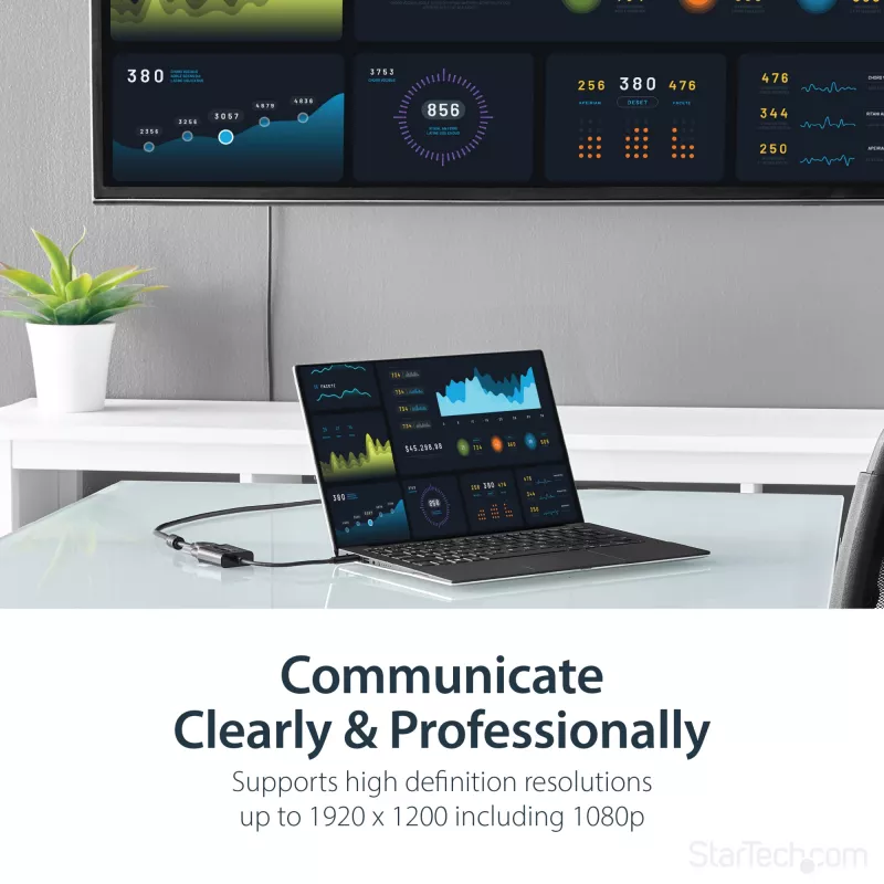 StarTech.com USB-C na VGA adaptér - čierny - 1080p - videokonvertor pre váš MacBook Pro - USB C na VGA Display Dongle - aktualizovaná verzia je CDP2VGAEC