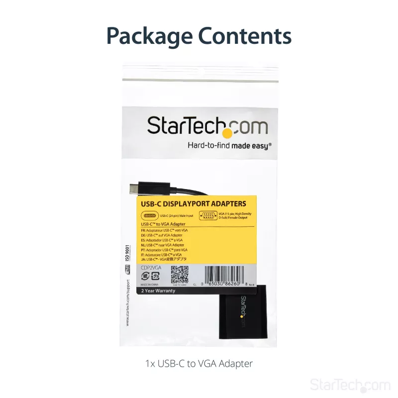 StarTech.com USB-C na VGA adaptér - čierny - 1080p - videokonvertor pre váš MacBook Pro - USB C na VGA Display Dongle - aktualizovaná verzia je CDP2VGAEC