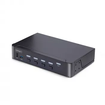 StarTech.com 4-portový DisplayPort KVM prepínač, 8K 60Hz / 4K 144Hz, Single Display, DP 1.4, 2x USB 3.0 porty, 4x USB 2.0 HID porty, tlačidlové a hotkey prepínanie, TAA-konformný - nezávislý od operačného systému, kovové puzdro