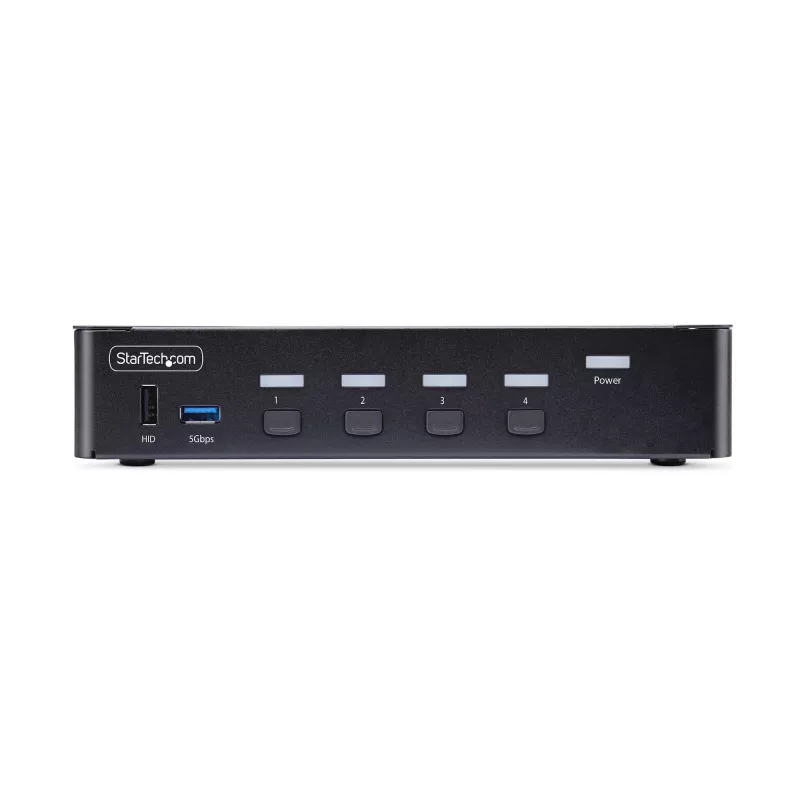 StarTech.com 4-portový DisplayPort KVM prepínač, 8K 60Hz / 4K 144Hz, Single Display, DP 1.4, 2x USB 3.0 porty, 4x USB 2.0 HID porty, tlačidlové a hotkey prepínanie, TAA-konformný - nezávislý od operačného systému, kovové puzdro