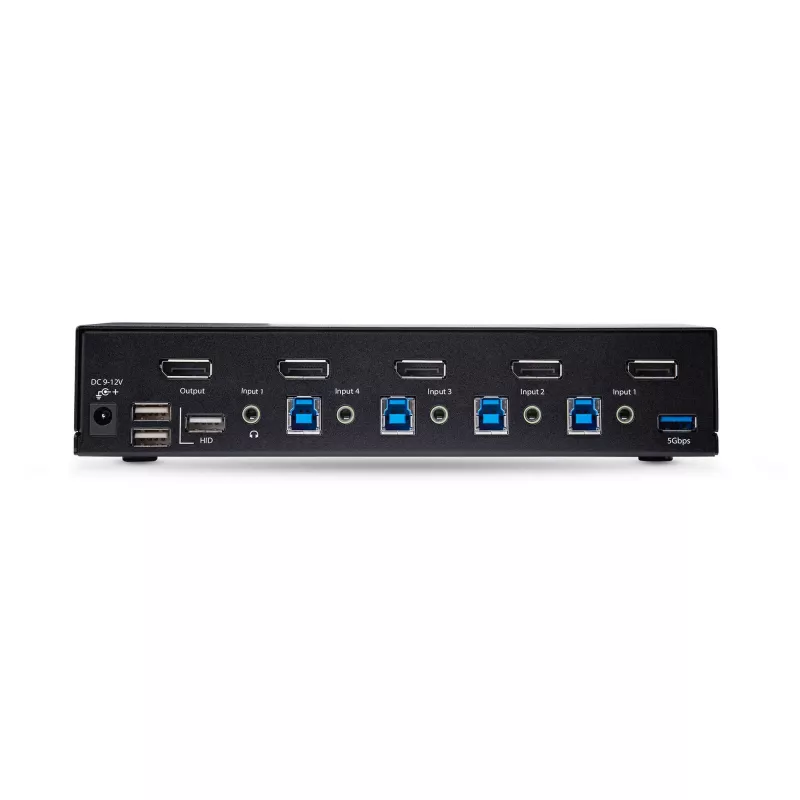 StarTech.com 4-portový DisplayPort KVM prepínač, 8K 60Hz / 4K 144Hz, Single Display, DP 1.4, 2x USB 3.0 porty, 4x USB 2.0 HID porty, tlačidlové a hotkey prepínanie, TAA-konformný - nezávislý od operačného systému, kovové puzdro