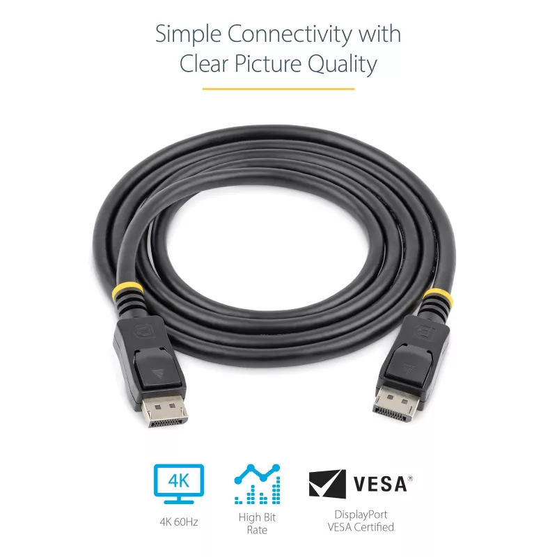 StarTech.com 1m DisplayPort 1.2 kábel – 4K x 2K Ultra HD VESA-certifikovaný DisplayPort kábel – DP-na-DP kábel pre monitor – DP video/display kábel – zaisťovacie DP konektory