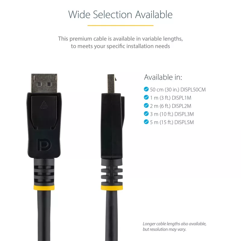 StarTech.com 1m DisplayPort 1.2 kábel – 4K x 2K Ultra HD VESA-certifikovaný DisplayPort kábel – DP-na-DP kábel pre monitor – DP video/display kábel – zaisťovacie DP konektory