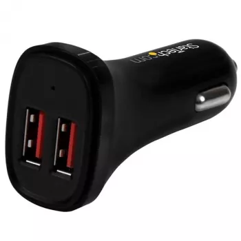 StarTech.com Dvojportová USB autonabíjačka – 24 W/4,8 A – čierna, auto, zapaľovač, 5 V, čierna
