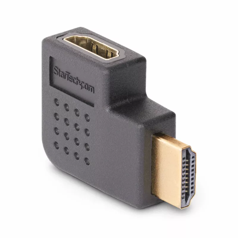 StarTech.com Pravouhlý HDMI 2.0 adaptér, konektor samec na konektor samica, horizontálne 90-stupňový uhol HDMI Port Saver, 4K 60Hz, High Speed HDMI predlžovací kábel, M/F