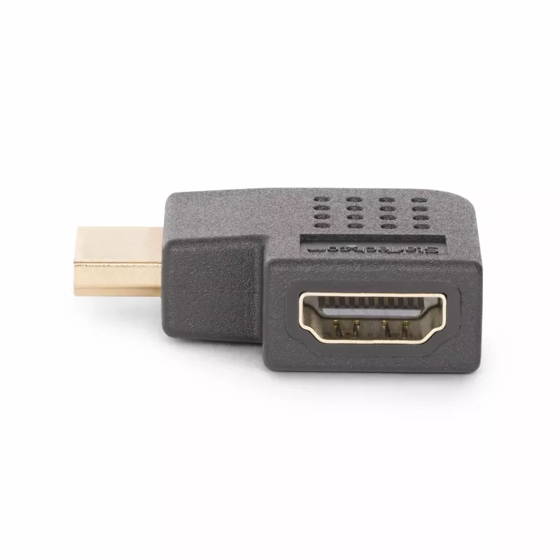 StarTech.com Pravouhlý HDMI 2.0 adaptér, konektor samec na konektor samica, horizontálne 90-stupňový uhol HDMI Port Saver, 4K 60Hz, High Speed HDMI predlžovací kábel, M/F