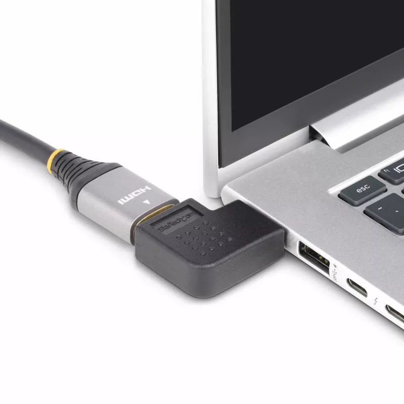 StarTech.com Pravouhlý HDMI 2.0 adaptér, konektor samec na konektor samica, horizontálne 90-stupňový uhol HDMI Port Saver, 4K 60Hz, High Speed HDMI predlžovací kábel, M/F