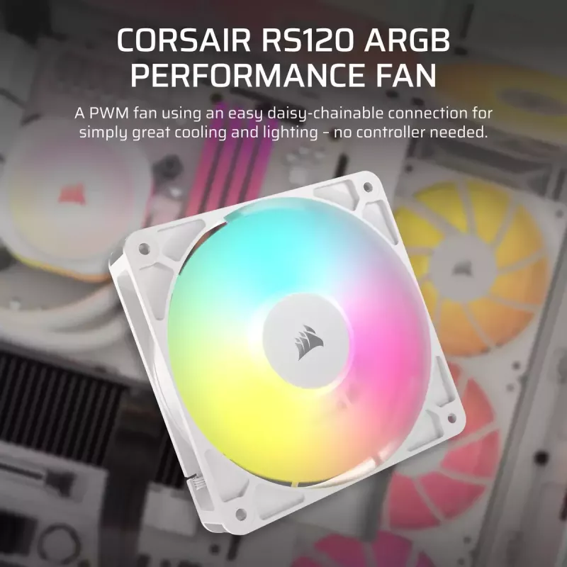 Ventilátor Corsair RS120 ARGB 12 cm Biela 420-2100 RPM