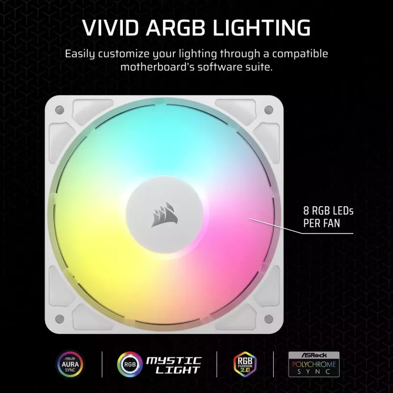 Ventilátor Corsair RS120 ARGB 12 cm Biela 420-2100 RPM