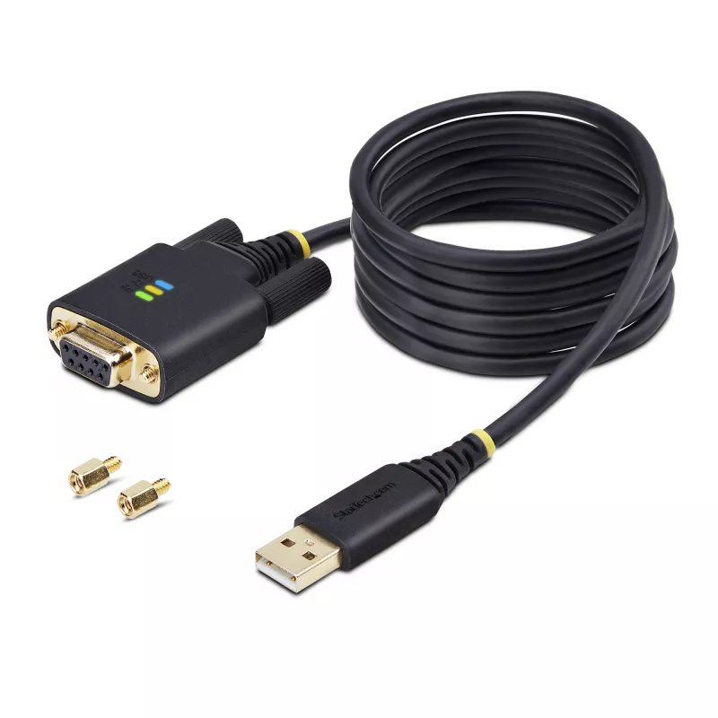 StarTech.com 2m USB na nulový modem sériový adaptérový kábel, COM úložisko, FTDI, USB-A na DB9 RS232, vymeniteľné DB9 skrutky/matice, Windows/macOS/Linux