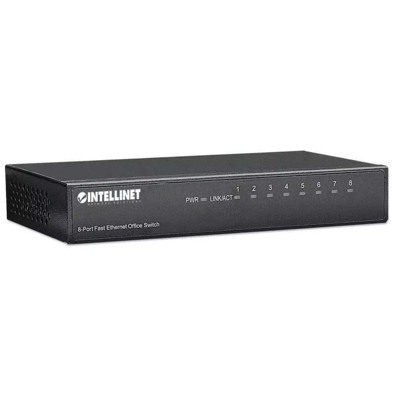 Intellinet 8-port Fast Ethernet Office switch, veľkosť na stôl, kov, IEEE 802.3az (energeticky efektívny Ethernet), Box